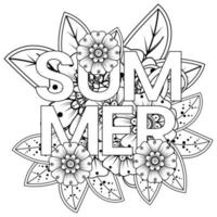 Hello Summer banner template with mehndi flower vector