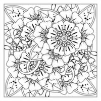 Adorno decorativo de flores mehndi en estilo étnico oriental vector