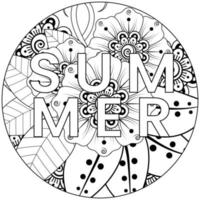 Hello Summer banner template with mehndi flower vector