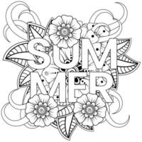 Hello Summer banner template with mehndi flower vector