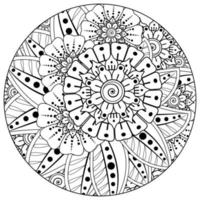 Adorno decorativo de flores mehndi en estilo étnico oriental vector