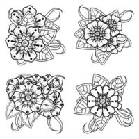 mehndi flower decorative ornament in ethnic oriental style vector