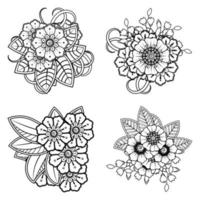 mehndi flower decorative ornament in ethnic oriental style vector