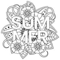 Hello Summer banner template with mehndi flower vector