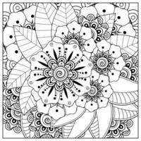 Adorno decorativo de flores mehndi en estilo étnico oriental vector