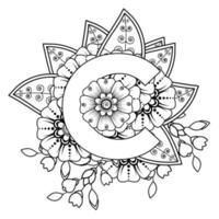 Letter c with Mehndi flower. decorative ornament in ethnic oriental vector