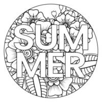 Hello Summer banner template with mehndi flower vector