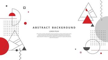 Abstract flat memphis geometric white red black background vector