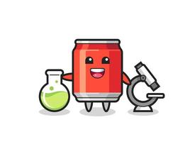 Mascot character of drink can as a scientist vector