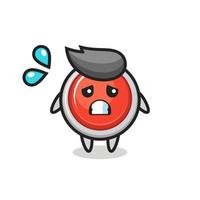 emergency panic button mascot character with afraid gesture vector