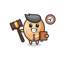 Mascot cartoon of french bread as a judge vector