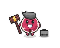 Ilustración de la mascota de la carne como abogado. vector