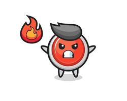 emergency panic button character cartoon with angry gesture vector