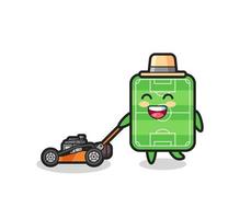 illustration of the football field character using lawn mower vector