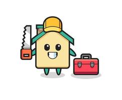 Illustration of house character as a woodworker vector