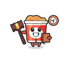 Mascot cartoon of instant noodle as a judge vector