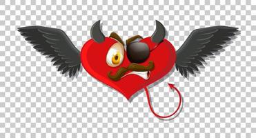 diablo en forma de corazón con expresión facial vector