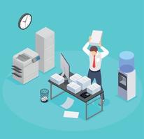 Office Worker Burnout Composition vector