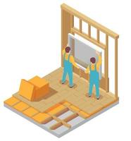 Installing Window Isometric Composition vector