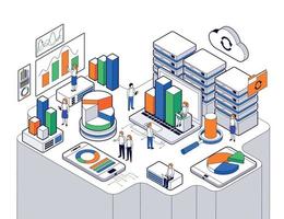 análisis de ciencia de big data isométrico vector