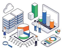 Big Data Science Analysis Isometric Concept vector