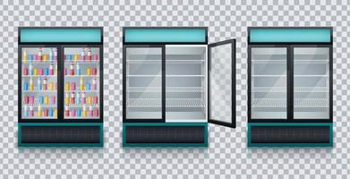 bebidas neveras realista transparente set vector