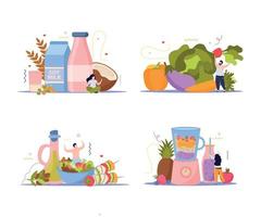 Vegan Food Compositions Set vector