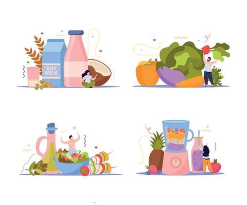 Vegan Food Compositions Set