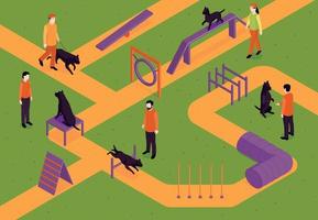 Dog Training Isometric Composition vector