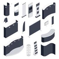 Expo Stand Isometric Monochrome Set vector