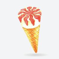 Watercolor cone Ice Cream vector