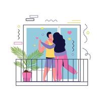 Lovers On Balcony Composition vector