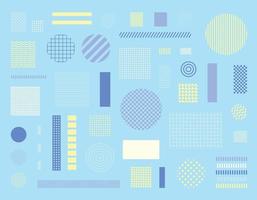 Shapes of various textures are composed on a light blue background. vector