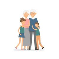 Grandparents with grandchildren isolated on the white background vector