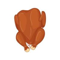 Roasted turkey isolated on white. View from above. Vector illustration