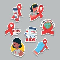 Set of World Aids Day Sticker vector