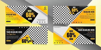 yellow and black abstract banner template promotion vector