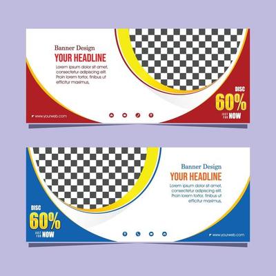 red and blue abstract modern web banner design promotion