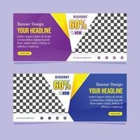 purple and blue abstract web banner discount template vector