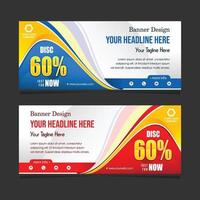 blue and red abstract modern web banner template design vector