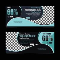 black and blue abstract modern web banner design vector