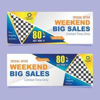 abstract blue and white weekend sales banner vector