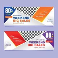 abstract weekend sales banner collection vector