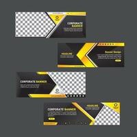 Plantilla de conjunto de banner web moderno negro y amarillo vector