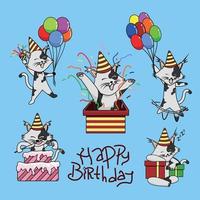 cute cat happy birthday illustration vector