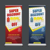 roll up banner discount template vector