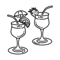 Cocktail Drink Icon. Doodle Hand Drawn or Outline Icon Style vector