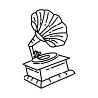 Gramophone Icon. Doodle Hand Drawn or Outline Icon Style vector