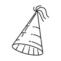 icono de sombrero de fiesta. Doodle dibujado a mano o estilo de icono de contorno vector