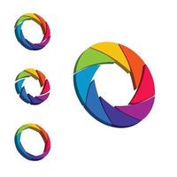 Shutter, colorful rainbow 3d aperture, wheel circle form. vector